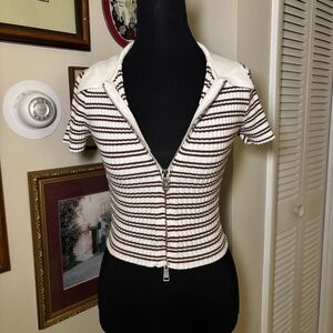 Forever 21 Brown and Cream Striped Knit Top